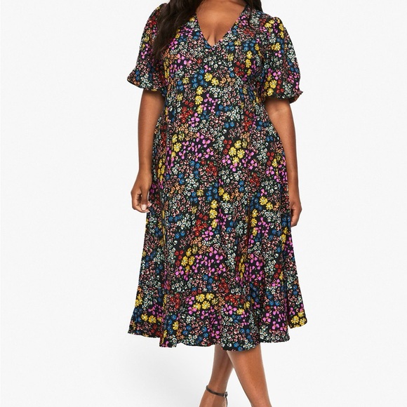 Boohoo Plus Vibrant Floral Midi Dress - Picture 1 of 9